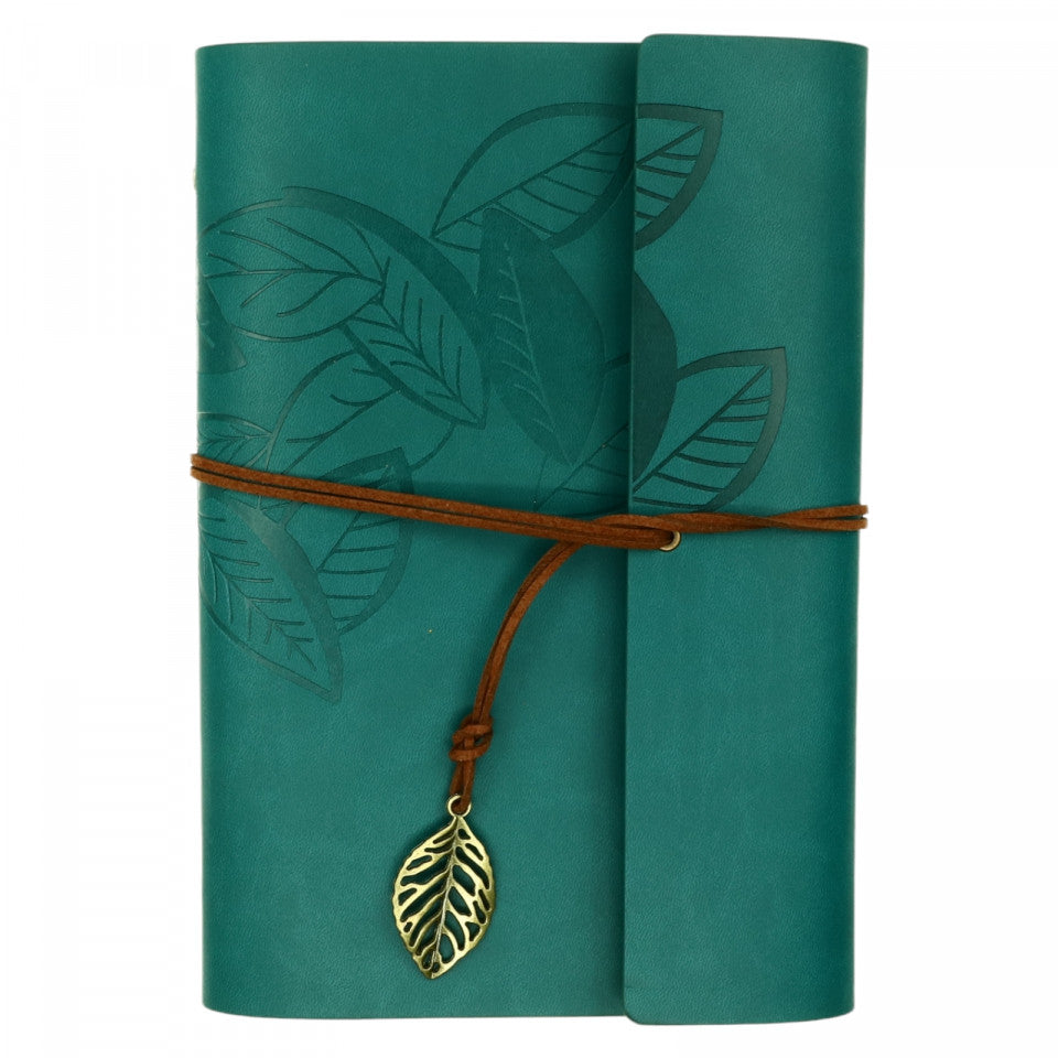Agenda tip jurnal de calatorie, Coperta din piele ecologica, Vintage, 23 x 16 cm, Nedatata, Verde