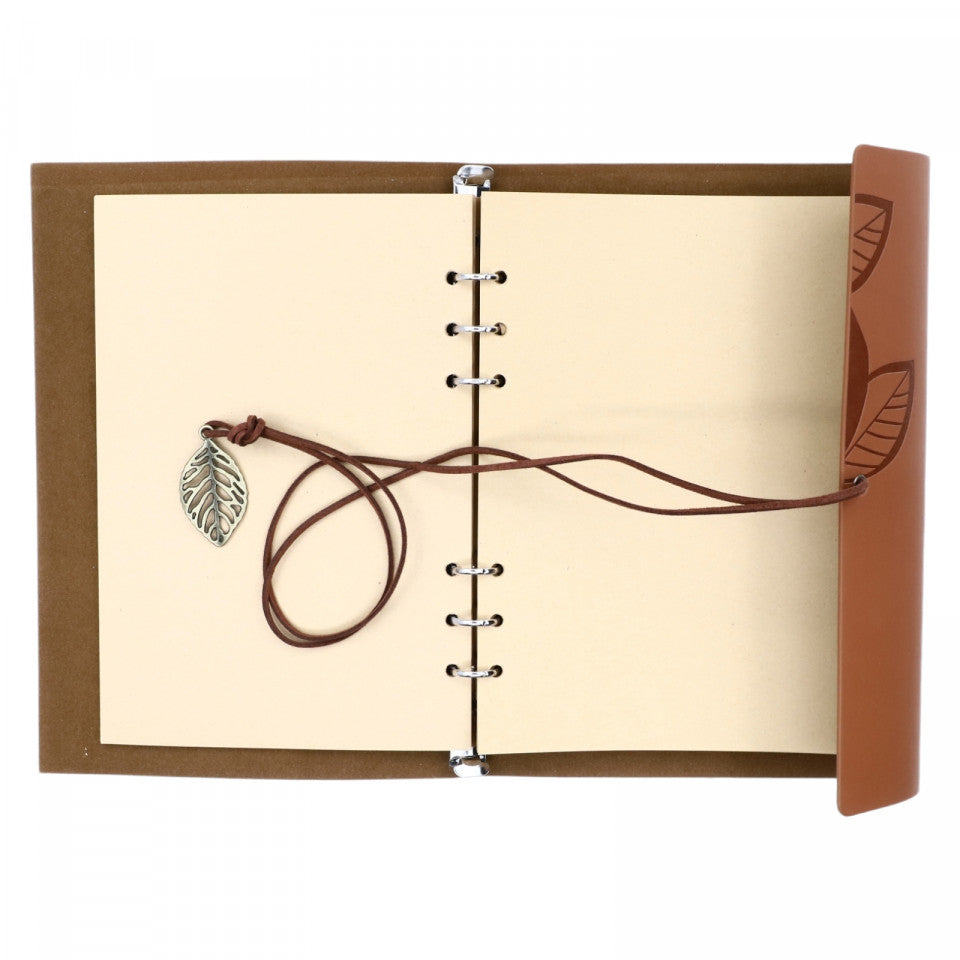 Agenda tip jurnal de calatorie, Coperta din piele ecologica, Vintage, 23 x 16 cm, Nedatata, Maro