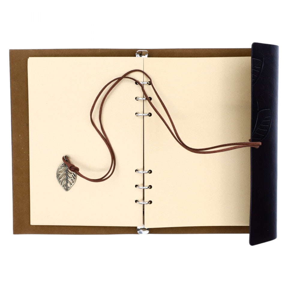 Agenda tip jurnal de calatorie, Coperta din piele ecologica, Vintage, 23 x 16 cm, Nedatata, Maro inchis