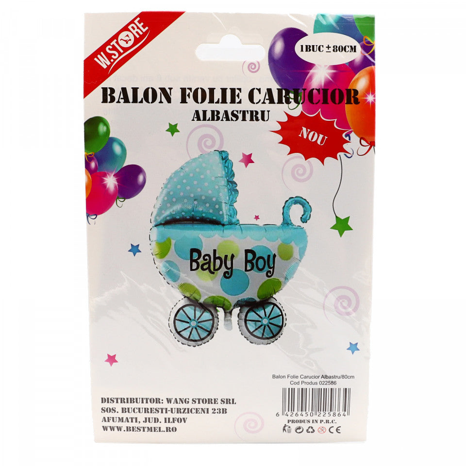 Balon folie, Baby Boy, albastru, 80 cm