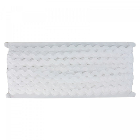 Banda Zig Zag, Textil, NO9322, 0.5 cm x 25 m, Alb