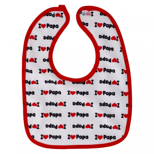 Baveta impermeabila, I Love Papa, inchidere Velcro, NO6981, 20 x 23 cm, Multicolor