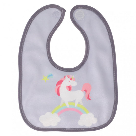 Baveta impermeabila, Unicorn, inchidere Velcro, NO1292, 20 x 23 cm, Gri