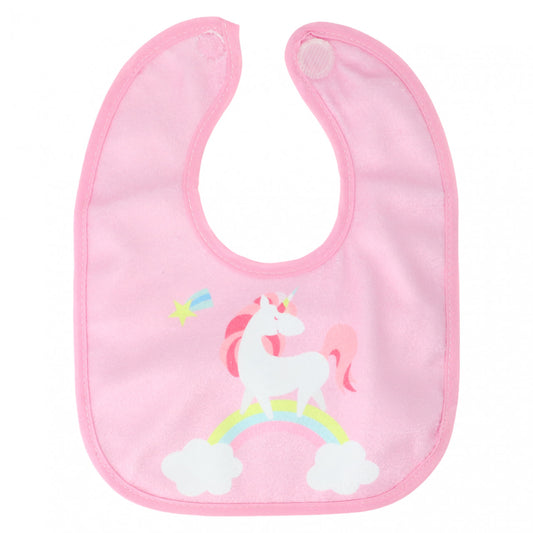Baveta impermeabila, Unicorn, inchidere Velcro, NO4153, 20 x 23 cm, Roz