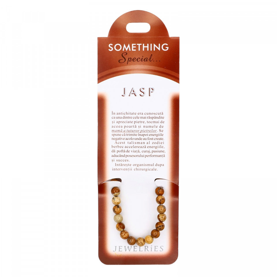 Bratara cu pietre semipretioase, NO111, Jasp, Maro, 8 cm