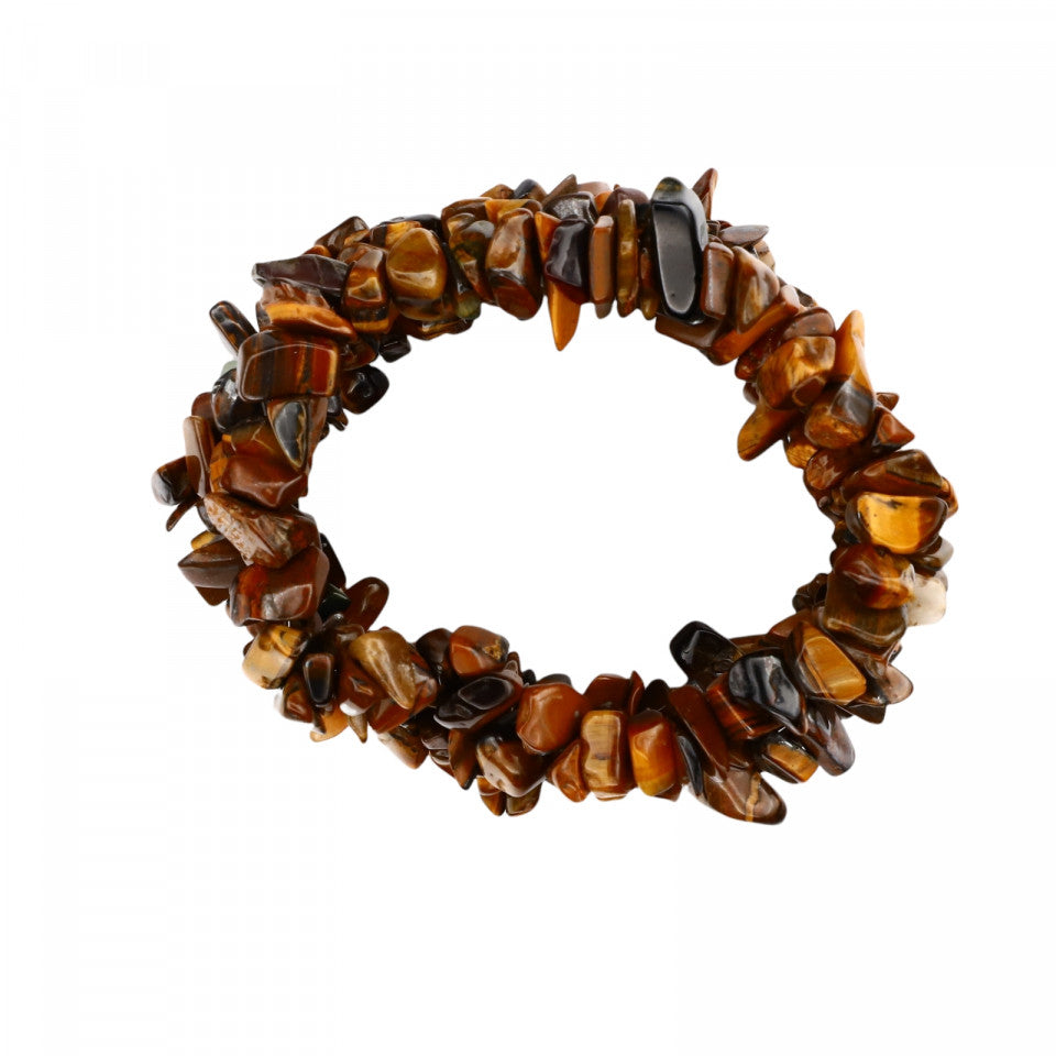 Bratara cu pietre semipretioase, NO123, Ochi de tigru, Maro, 8 cm