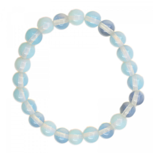 Bratara cu pietre semipretioase, NO128, Opal, Alb, 7 cm