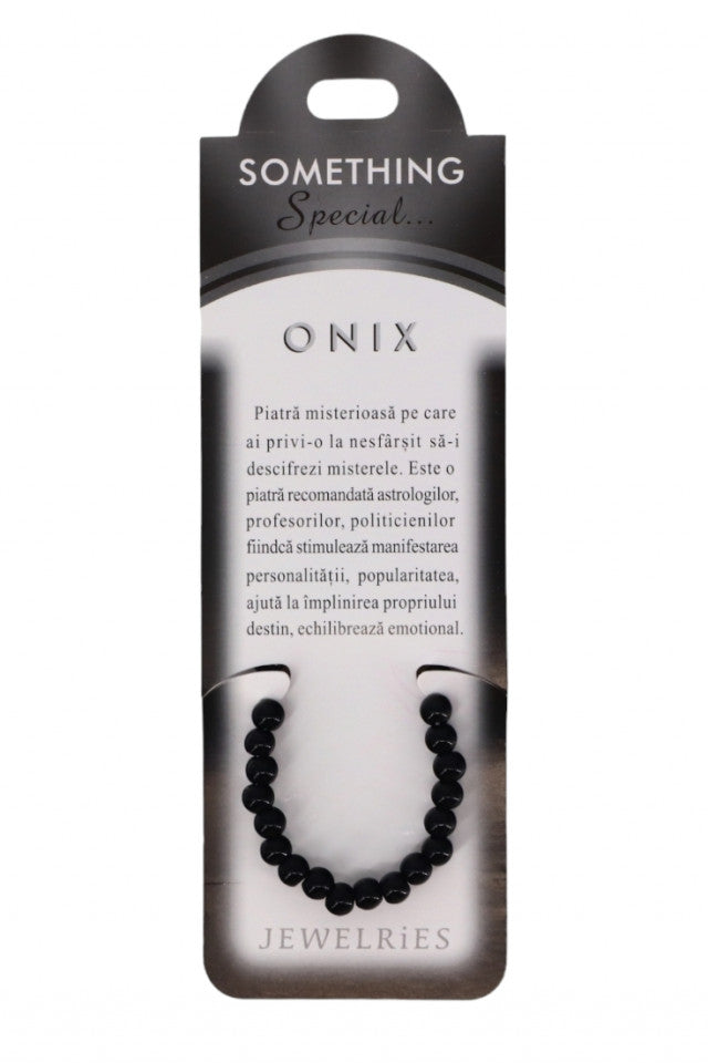 Bratara cu pietre semipretioase, NO7012, Onix, 8 cm, Negru
