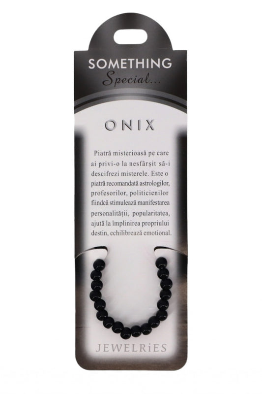 Bratara cu pietre semipretioase, NO7012, Onix, 8 cm, Negru