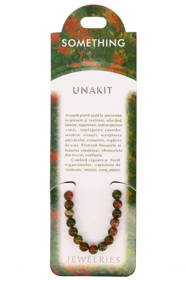 Bratara cu pietre semipretioase, NO7014, Unakit, 8 cm, Multicolor