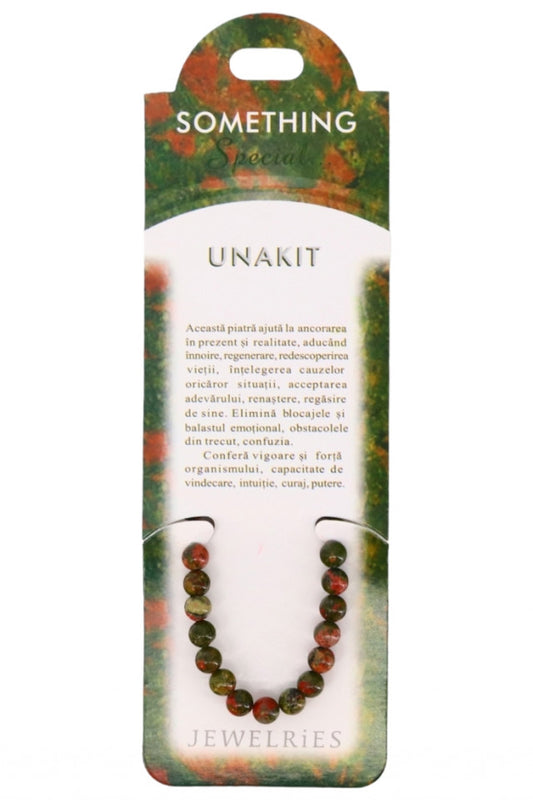 Bratara cu pietre semipretioase, NO7014, Unakit, 8 cm, Multicolor
