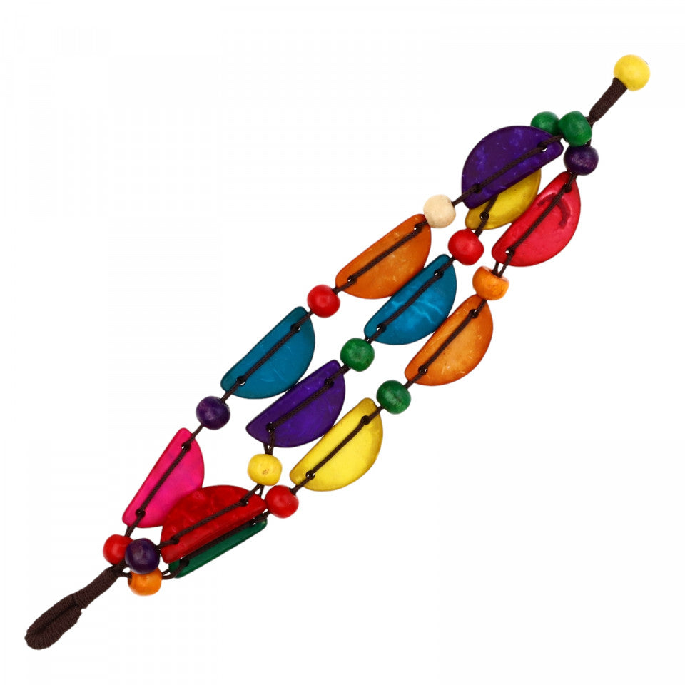Bratara Handmade, din lemn, 21 cm, Multicolor