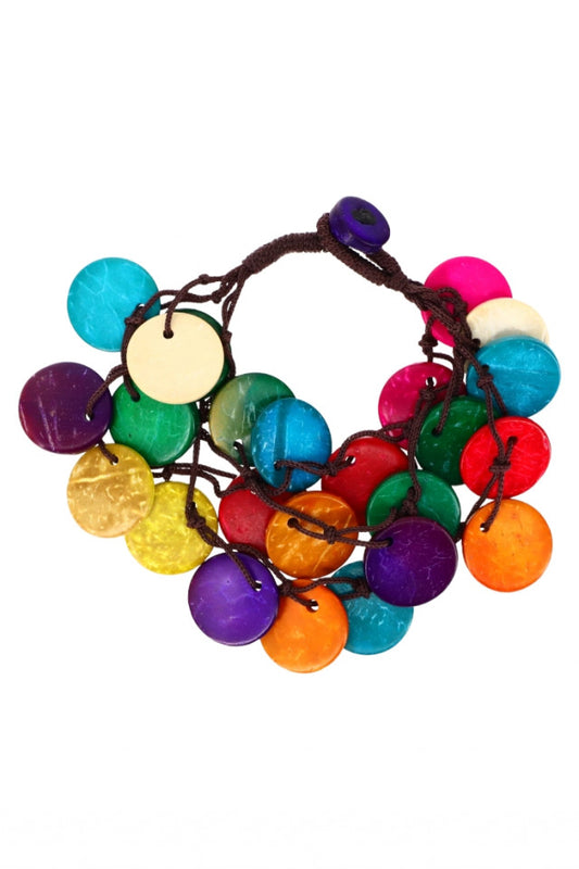 Bratara Handmade, din lemn, 21 cm, NO4489, Multicolor