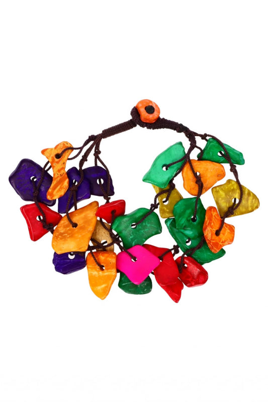 Bratara Handmade, din lemn, 21 cm, NO7439, Multicolor