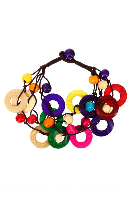 Bratara Handmade, din lemn, 21 cm, NO8317, Multicolor