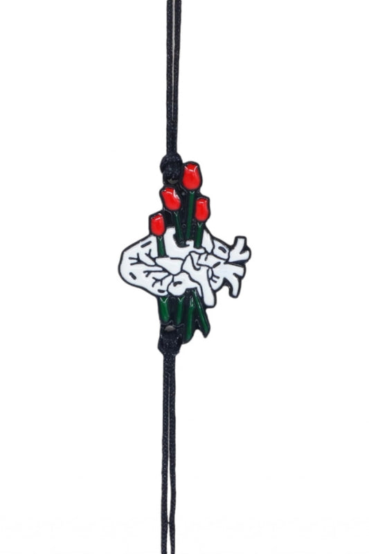 Bratara snur, Inima cu flori, NO940, Dimensiune reglabila, Multicolor