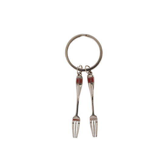Breloc chei, Furculite, NO577, 5 cm, Argintiu