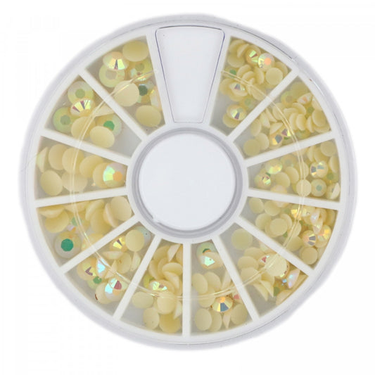 Carusel decoratiuni unghii, Strasuri, Model perlat, 2 - 4 mm, Alb
