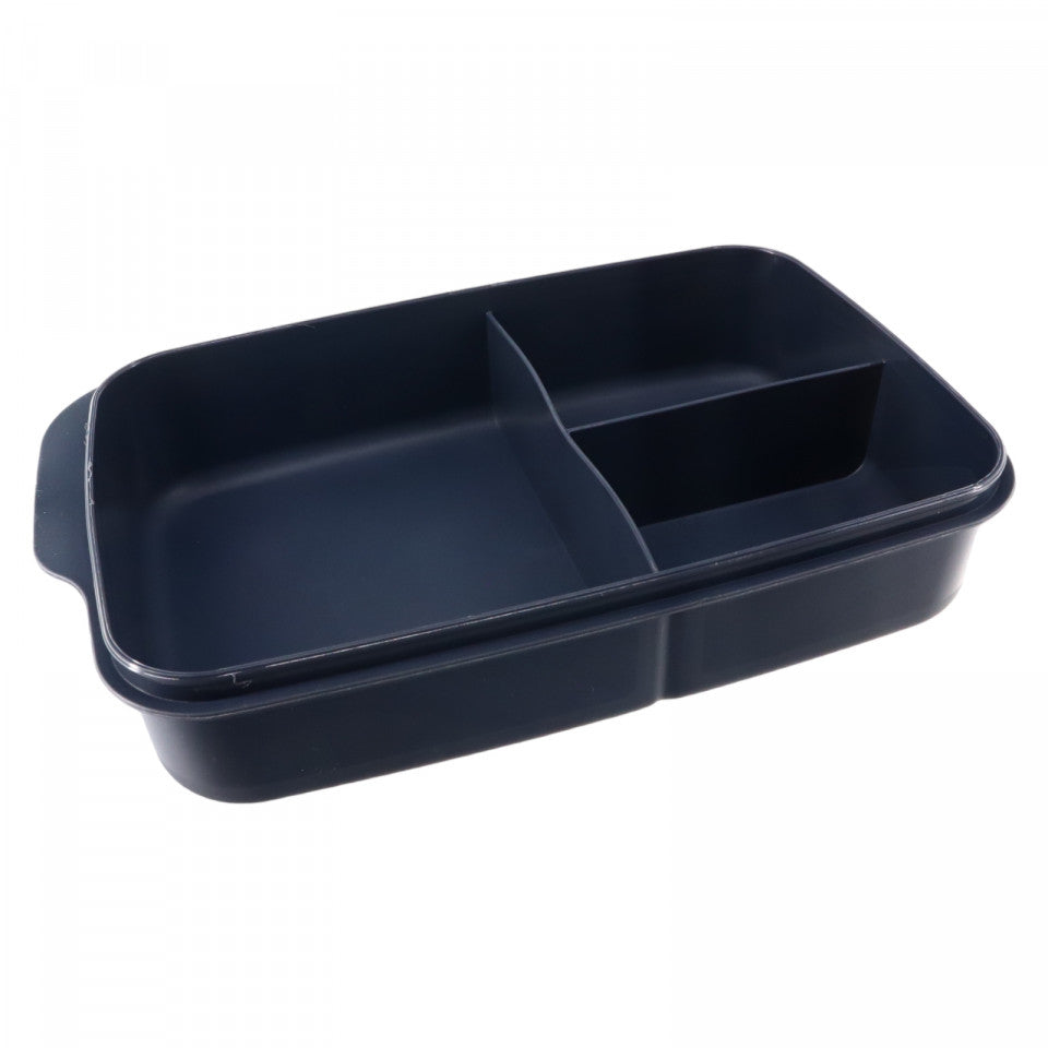 Caserola compartimentata cu capac ermetic, 3 compartimente, NO65, 23 x 15 cm, Negru