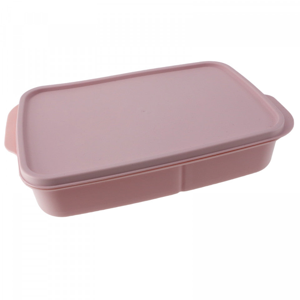 Caserola compartimentata cu capac ermetic, 3 compartimente, NO68, 23 x 15 cm, Roz