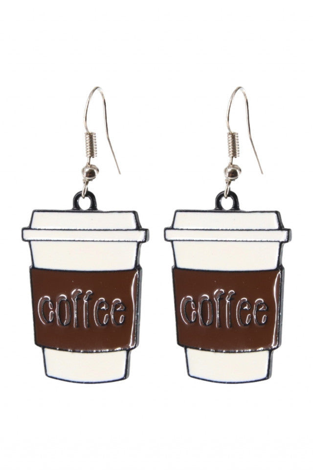 Cercei amuzanti, Coffee, NO9996, Otel inoxidabil, 3 cm, Multicolor
