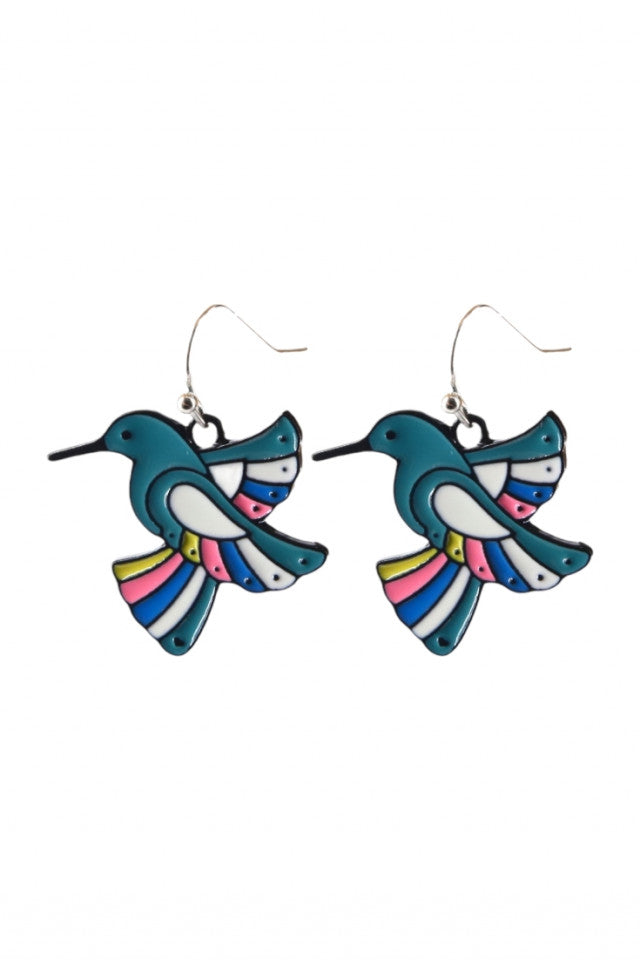 Cercei amuzanti, Colibri, NO10112, Otel inoxidabil, 2.1 cm, Multicolor