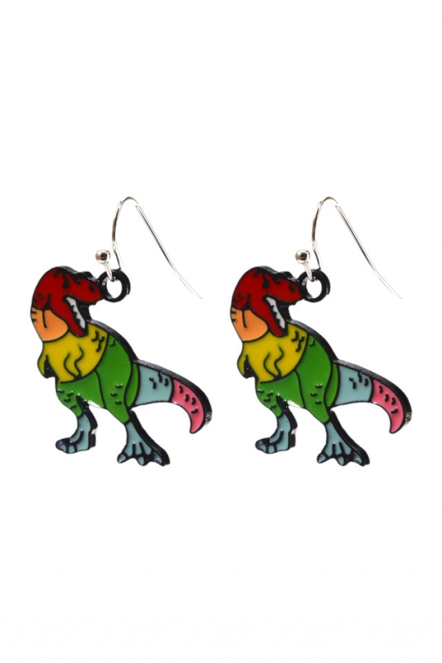 Cercei amuzanti, Dinozaur, NO10059, Otel inoxidabil, 2.5 cm, Multicolor