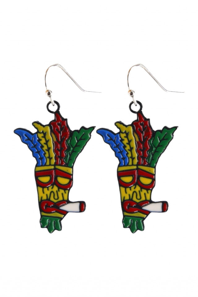 Cercei amuzanti, Ganja Man, NO10076, Otel inoxidabil, 3 cm, Multicolor