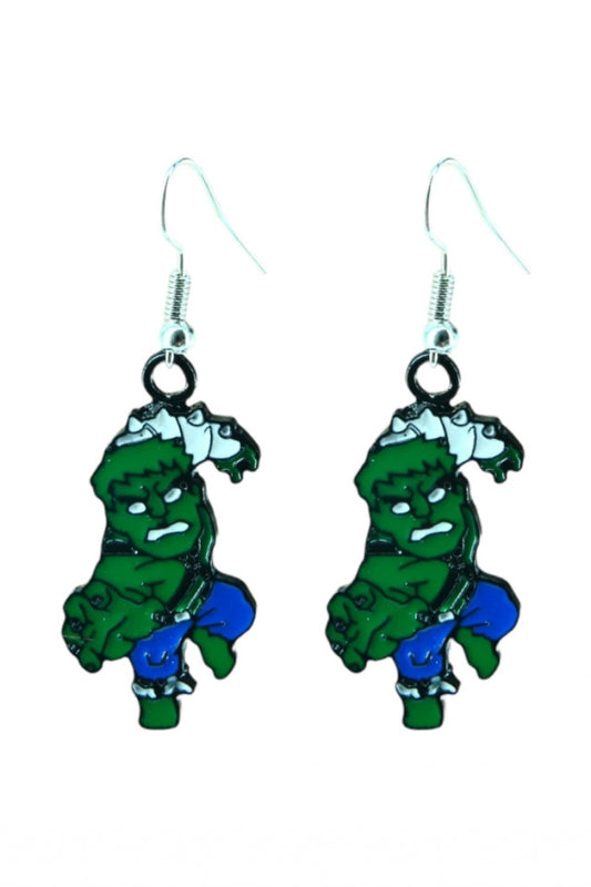 Cercei amuzanti, Hulk, NO10025, Otel inoxidabil, 3 cm, Multicolor