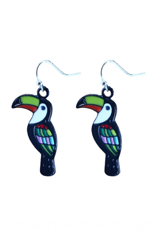 Cercei amuzanti, Papagal, NO10101, Otel inoxidabil, 3 cm, Multicolor