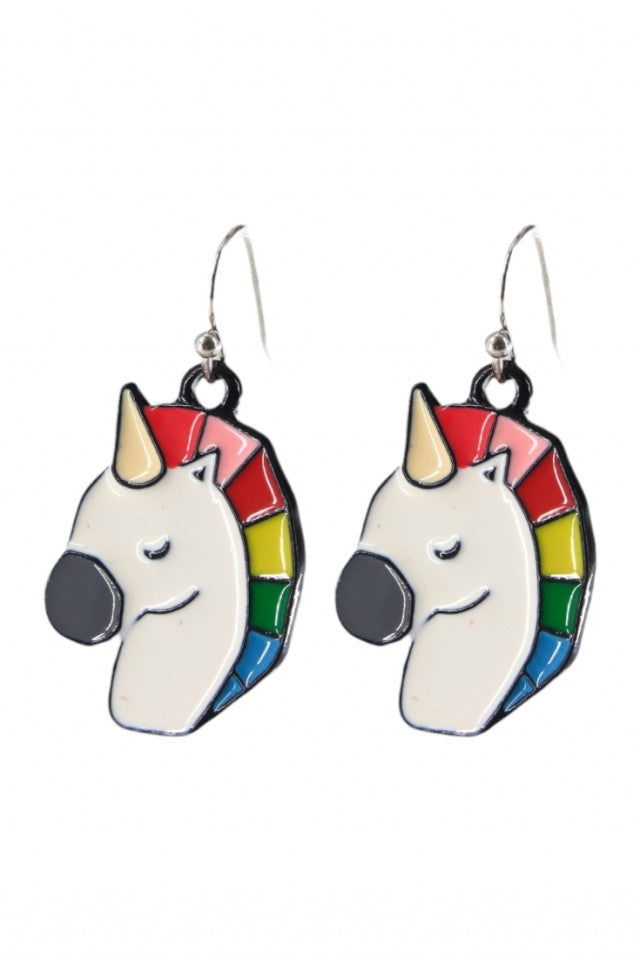 Cercei amuzanti, Unicorn, NO10061, Otel inoxidabil, 2 cm, Multicolor