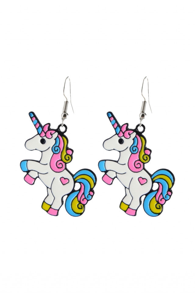 Cercei amuzanti, Unicorn, NO9976, Otel inoxidabil, 4 cm, Multicolor