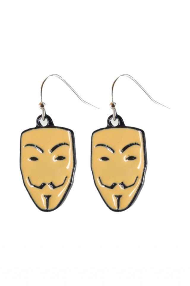 Cercei amuzanti, V for vendetta, NO10053, Otel inoxidabil, 2 cm, Multicolor