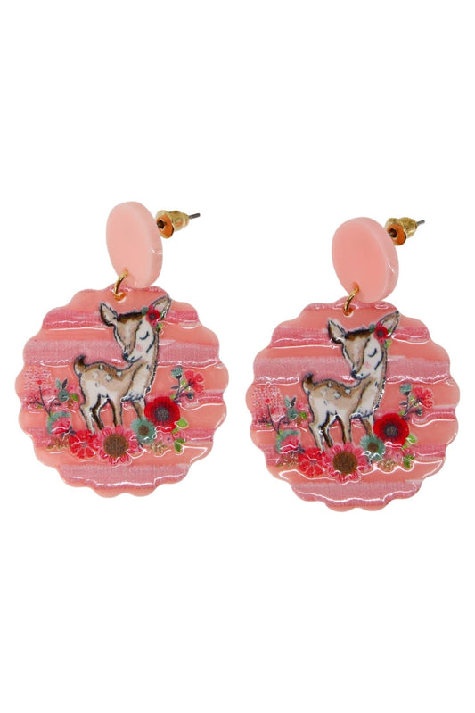 Cercei dama, Bambi, NO998, 3.3 cm, Roz