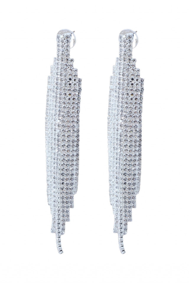 Cercei dama eleganti, Zirconiu, Otel inoxidabil, NO2136, 11 cm, Argintiu