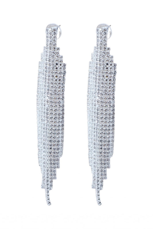 Cercei dama eleganti, Zirconiu, Otel inoxidabil, NO2136, 11 cm, Argintiu