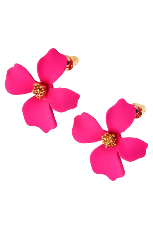 Cercei dama, Floare, NO1022, 2.7 cm, Roz