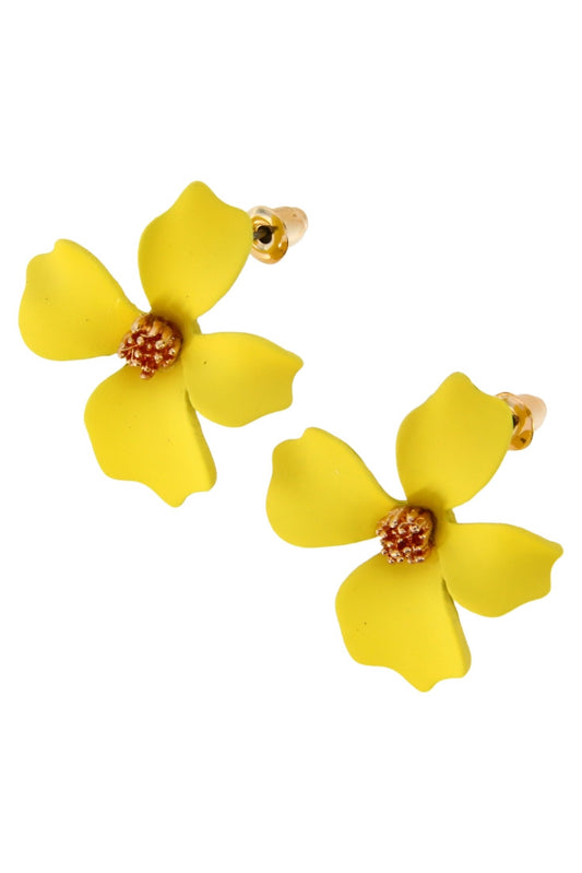 Cercei dama, Floare, NO1025, 2.7 cm, Galben
