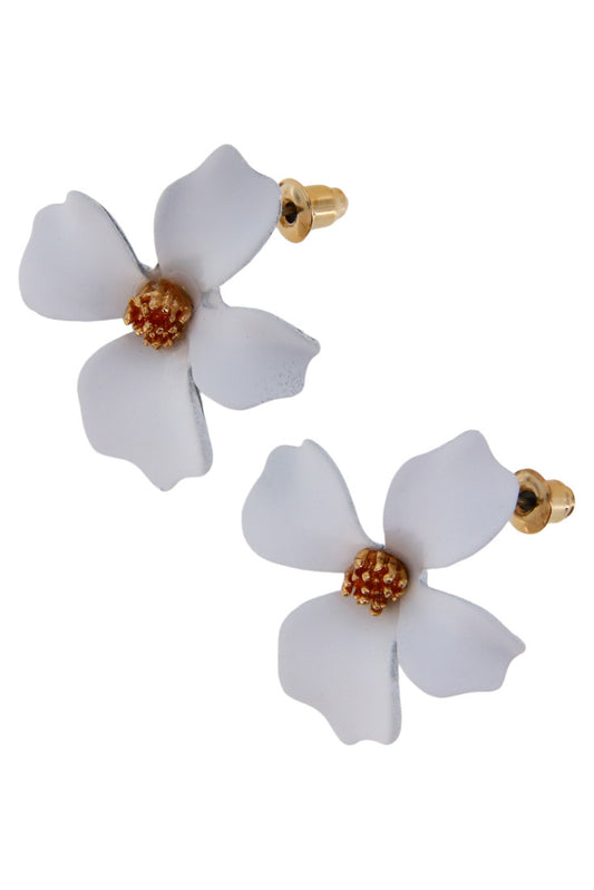 Cercei dama, Floare, NO1026, 2.7 cm, Alb