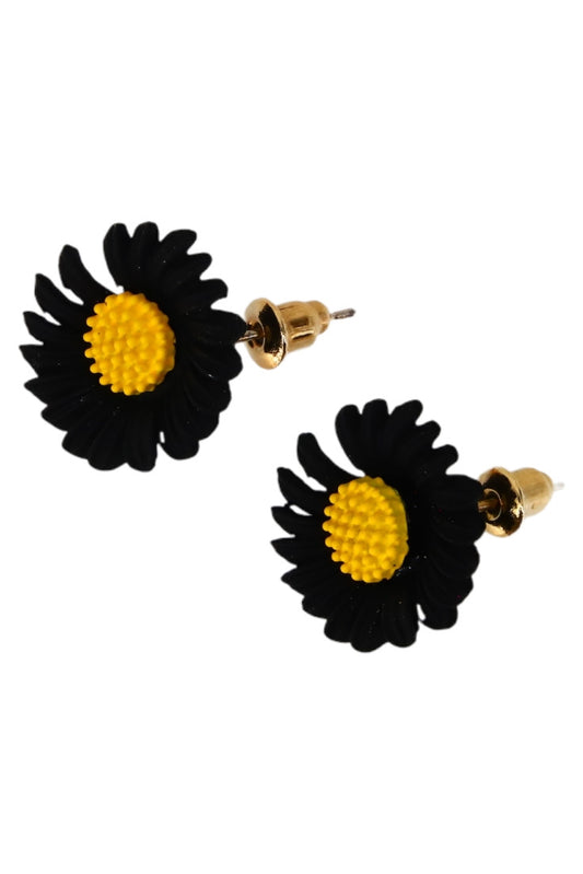 Cercei dama floricele, NO1012, 1.5 cm, Negru