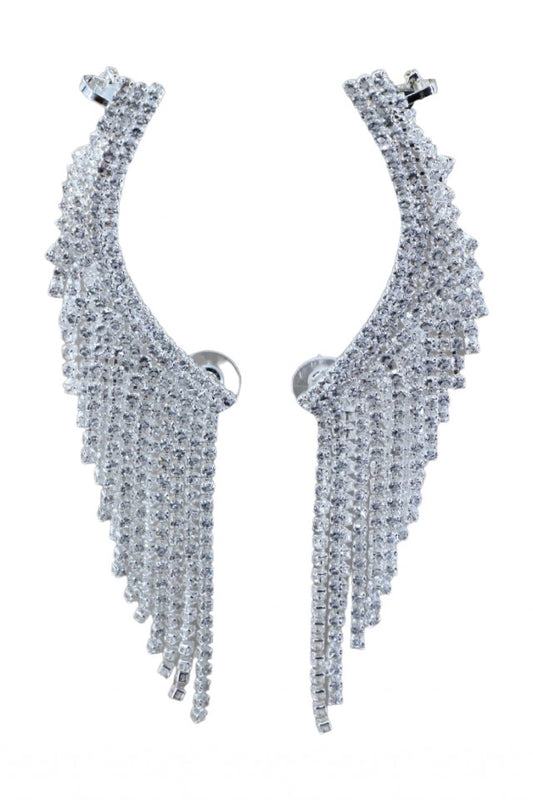 Cercei dama, Tip Ear Cuff, Zirconiu, Otel inoxidabil, NO1190, 11 cm, Argintiu