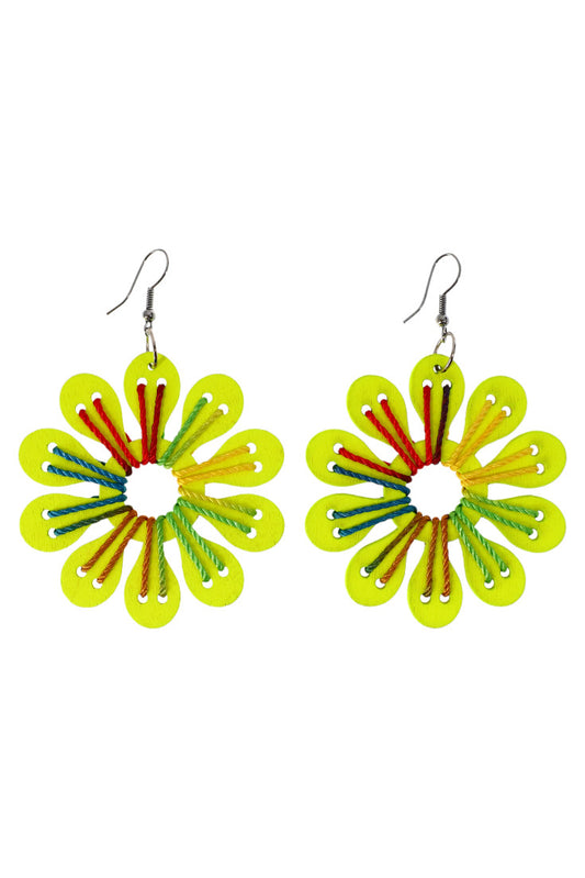 Cercei dama, Vara, Lemn, Handmade, NO6676, 6 cm, Galben