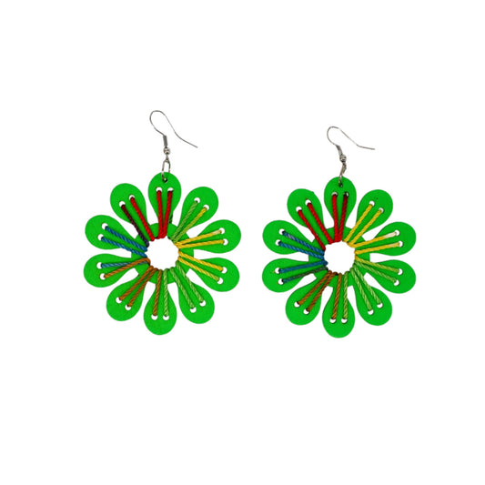 Cercei dama, Vara, Lemn, Handmade, NO6678, 6 cm, Verde