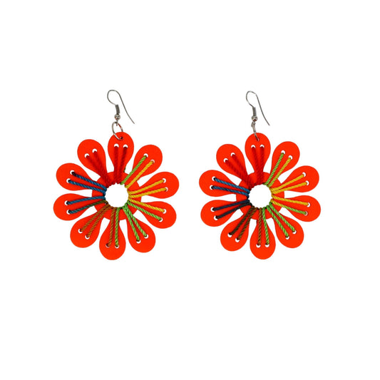 Cercei dama, Vara, Lemn, Handmade, NO6679, 6 cm, Portocaliu