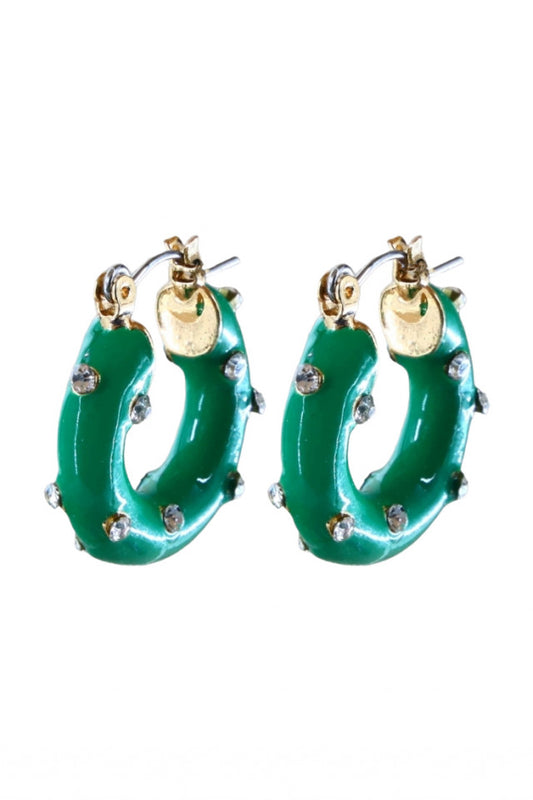 Cercei dama, Zirconiu, Otel inoxidabil, NO1227, 2 cm, Verde