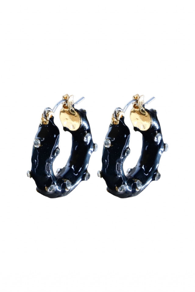 Cercei dama, Zirconiu, Otel inoxidabil, NO1228, 2 cm, Negru