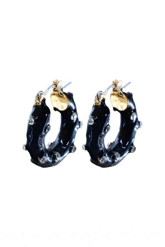 Cercei dama, Zirconiu, Otel inoxidabil, NO1228, 2 cm, Negru