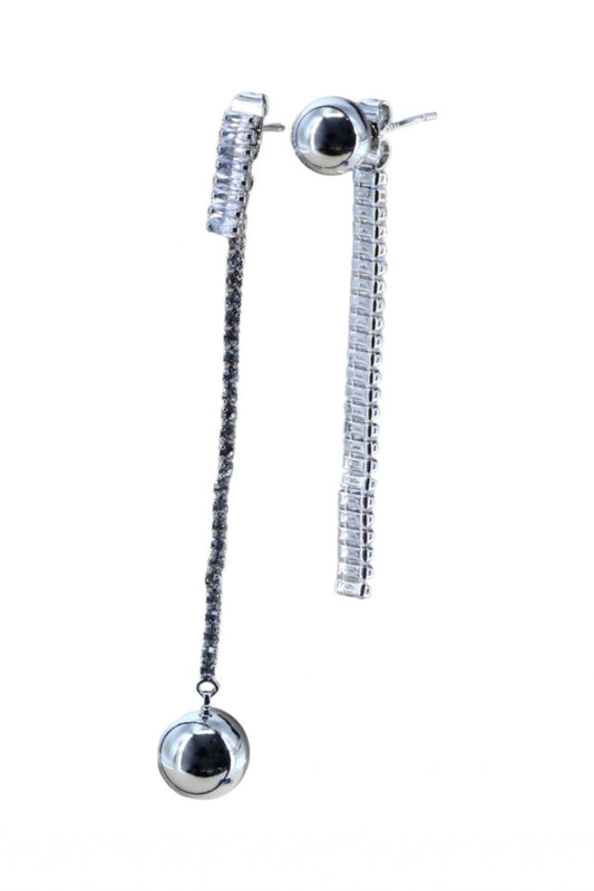 Cercei dama, Zirconiu, Otel inoxidabil, NO1270, 4.5 - 7 cm, Argintiu