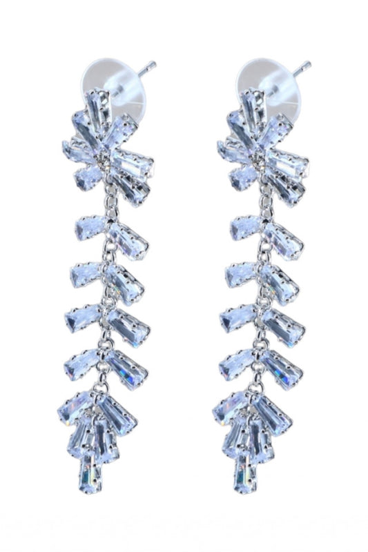 Cercei dama, Zirconiu, Otel inoxidabil, NO1280, 6 cm, Argintiu