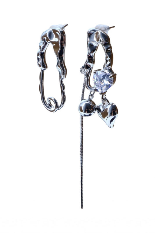 Cercei dama, Zirconiu, Otel inoxidabil, NO2863, 3.5 cm, Argintiu